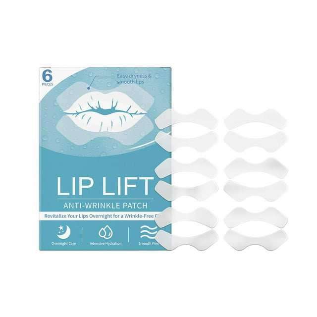 Paquete de 6 parches antiarrugas para el rostro. Reduce arrugas y líneas finas. Reutilizables. Adecuados para todo tipo de labios.