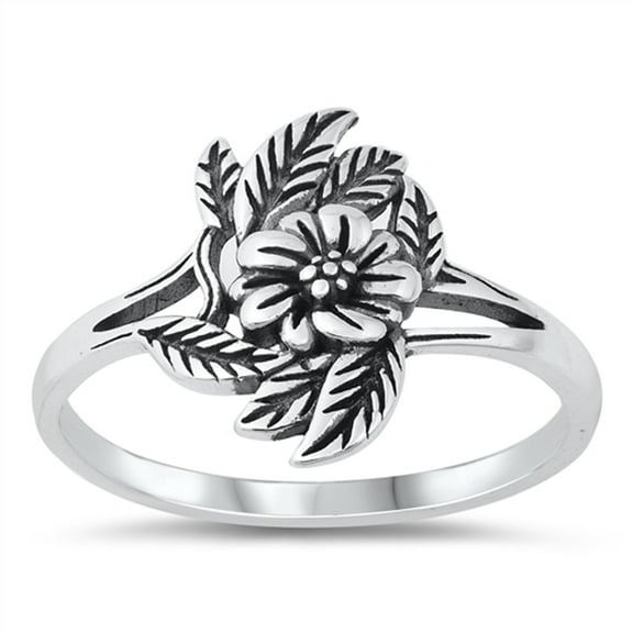 Oxidized Flower Leaves Ring .925 Sterling Silver Band Jewelry Female Male Unisex Size 6