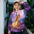 thumbnail image 2 of Chaqlin Purple Floral Horse Butterfly Plus Size Kids Blouse Shirt Tunic Tops Oversize Girls Half Zipper Sweatshirt Pullover Sweatshirts Fall Comfy Casual Size 9-10, 2 of 7