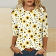 thumbnail image 3 of JTZGDY Fashion 3/4 Length Sleeve Crewneck T-Shirts for Women Cute Bee Printed Summer Tunic Tops Loose Oversized Graphic Holiday Gift Tees Blouse Yellow#08 L, 3 of 6