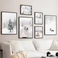 thumbnail image 2 of Pintura en lienzo de escena de invierno para decoración de sala de estar, carteles nórdicos, impresiones de pared, cuadro de cabina de Navidad, bosque nevado, 2024, 2 of 4
