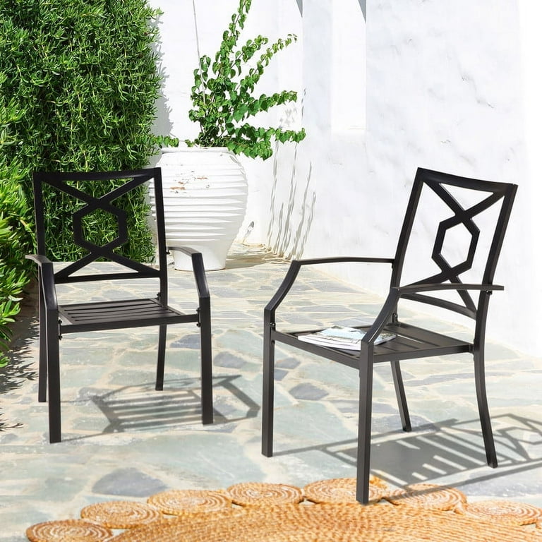 NUU GARDEN 2-Piece Patio Dining Chair Set - All-Weather Textilene Fabric & Powder-Coated Metal Frame (Light Gray)