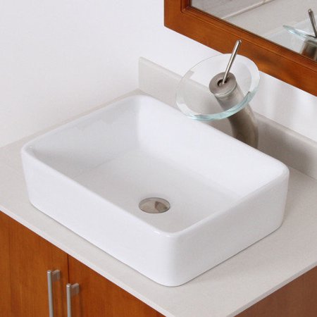 Elite Ceramic Rectangular Vessel Bathroom Sink - Walmart.com
