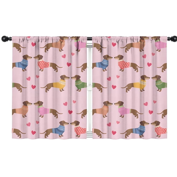 Blackout Kids Curtains,Colorful Funny Dachshund Childrens Insulated Curtains Set Of 2,Bedroom Essentials,Toddler Room Decor 42"x54"(106x137cm)