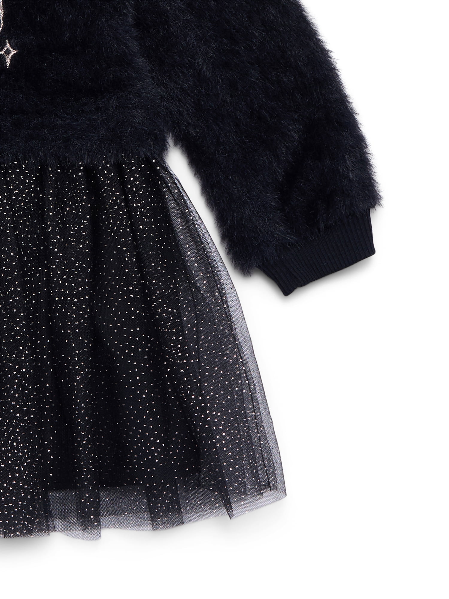 Minnie Mouse Toddler Girls Eyelash Knit Tutu Dress with Long Sleeves, Sizes 12M-5T