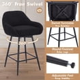 thumbnail image 2 of Garvee Modern Swivel Bar Stools Set of 2, 26" Counter Height Bar Stools for Kitchen Island, Upholstered Sherpa Fabric Barstools Island Chairs with Backs and Metal Legs, Black, 2 of 7
