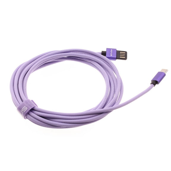 Purple 10ft USB-C Cable for CAT S62 Phone - Extra Long Fast Charger Power Cord Type-C Sync Wire B9W