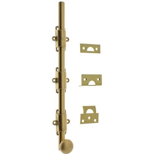 idh by St. Simons Solid Brass 12'' Heavy Duty Surface Bolt with Round Knob