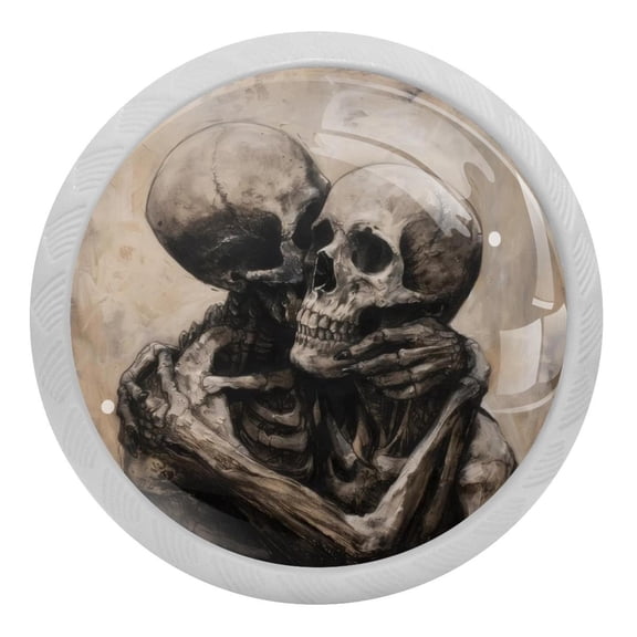 Two Skeleton Glow in The Dark Crystal Glass Cabinet Knobs 4 Pcs Drawer Handles for Kitchen Cabinets Dresser Cupboard Wardrobe