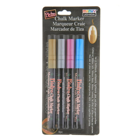 MARVY UCHIDA® BISTRO CHALK MARKER 4 PIECE METALLIC FINE POINT SET