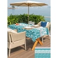 thumbnail image 6 of 60x84 Inch Outdoor Tablecloth with Umbrella Hole Zipper Rectangle Teal Floral Rectangular Tablecloths Outside Waterproof Botanical Blossom Motif Boho Grey Stripes Patio Table Cover for Picnic Party, 6 of 8