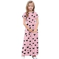 thumbnail image 5 of Mitankcoo Girls Print Dresses Short Sleeve Crew Neck Ruched Maxi Dress for Summer Daily & Home 4-14Y, 5 of 8