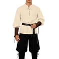 thumbnail image 2 of Men Pirate 2-Piece Set Lace-Up Long Sleeve Shirt Baggy Harem Pants Party Dress Up Outfit for Men, 2 of 9