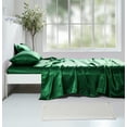 thumbnail image 2 of MR&HM Satin Bed Sheets, 3 Pcs Silky Bedding Set, Twin XL, Dark Green, 2 of 7
