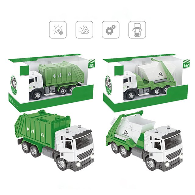 Simulation Pull Back Car Engineering Vehicle Fire Truck Environmental Sanitation Alloy Car With Light Music For Kids