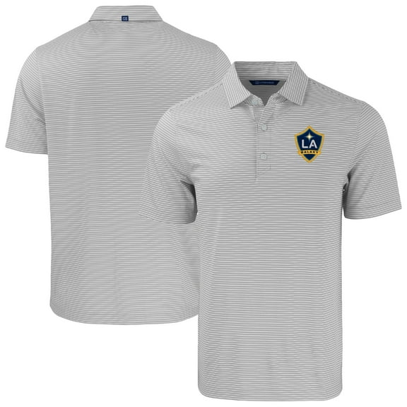 Men's Cutter & Buck Gray/White LA Galaxy Forge Eco Double Stripe Stretch Recycled Tri-Blend Polo