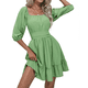thumbnail image 3 of Vestido Informal de para Mujer, con Mangas Largas Tipo Farol, Cintura Alta y Lazo en la Espalda, Corte A. Verde M, 3 of 10