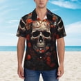 thumbnail image 2 of Balery Vintage Butterfly Flower Skull Camisas hawaianas de manga corta para hombre, camisas playeras de corte holgado, camisas de vacaciones con botones,Small, 2 of 7