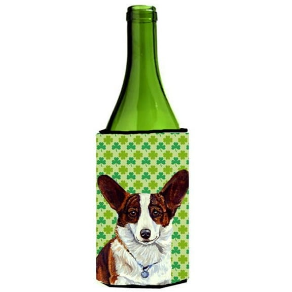 Corgi St. Patricks Day Shamrock Portrait Wine bottle sleeve Hugger 24 oz.