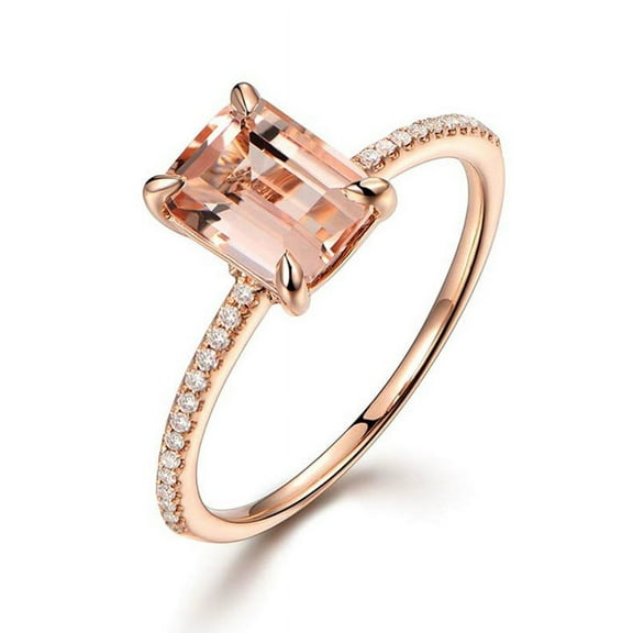 1.50 Carat Morganite and Diamond Classic Multistone Engagement Ring in Rose Gold