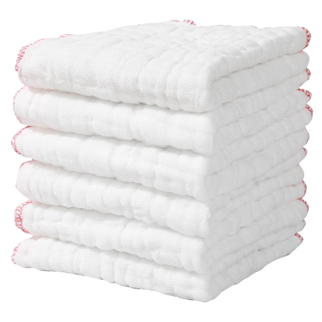 6 paños de cocina de algodón absorbentes, para secar platos, manos y fregonas, color blanco