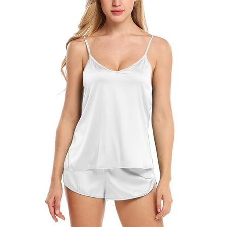

Fiudx Women Sexy-Lingerie Sleepwear Satin Silk Babydoll Lace Up Nightwear Pajamas Set New Releases 553