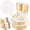 Gold, variant on 350PCS Silver and White Disposable Plastic Plates and Cups Set for 50 Guests, Includes 100 Plates, 50 Pre-Rolled Napkins, Silverware, Perfect for Weddings, Parties, and Events