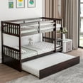 thumbnail image 2 of Costway Twin Over Twin Bunk Bed with Twin Trundle Solid Wood Frame Espresso, 2 of 10