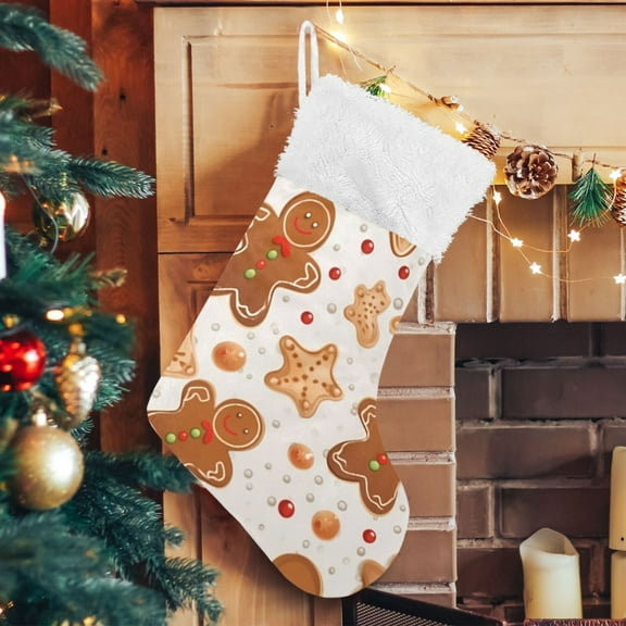 Gingerbread Man Cookies Christmas Stockings Xmas Stocking for Family Holiday Season Party Decorations