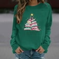 thumbnail image 6 of Christmas Sweatshirt for Women Tree Printed Crewneck Long Sleeve Pullover Tops Olive Green-1 S, 6 of 6
