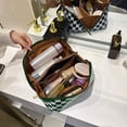 thumbnail image 2 of Bolso De Cosméticos Bolsa de cosméticos para mujer, bolsa de maquillaje de PU con cremallera y patrón a cuadros, bolsa de mano pequeña (verde) Likrtyny Para Estrenar, 2 of 4