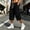 Black-B, variant on Men's Elastic Waist Drawstring Baggy Capri Sweatpants, Solid Color Casual 3/4 Joggers Long Athletic Workout Shorts with Side Pockets Black-B