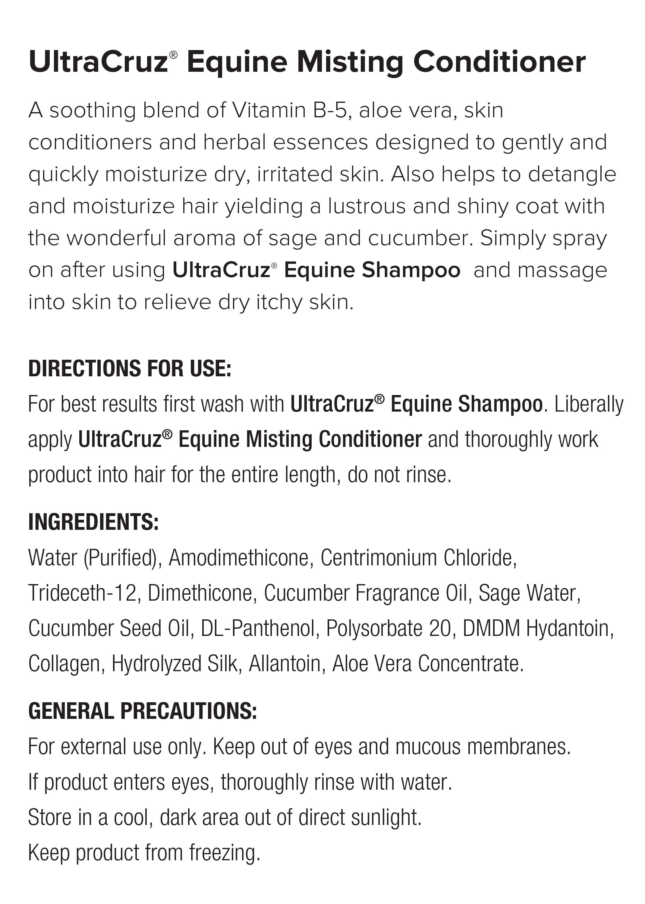 UltraCruz® Equine Misting Conditioner, 1 gal refill