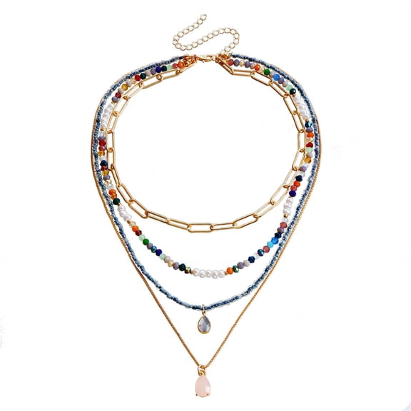 DESIGNICE Layered Necklaces for Women,Radiant Metallic Glow Long Necklaces for Women,Polished Clasp Surface Necklaces for Women,Gold