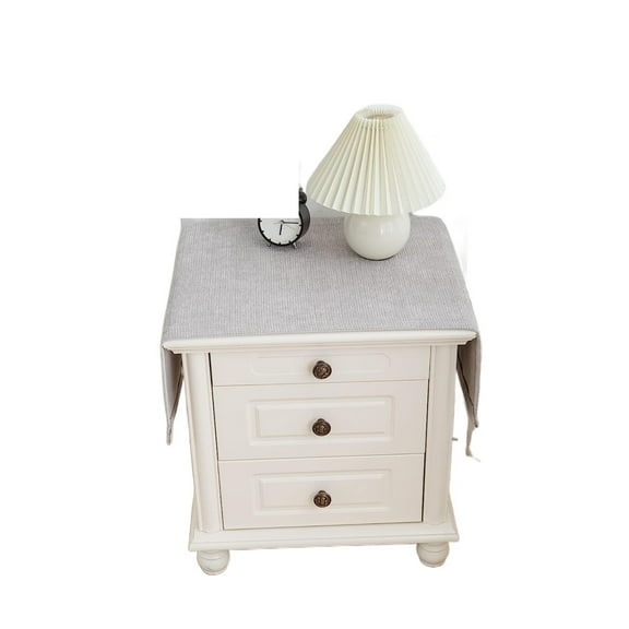 Fabric Cotton Bedside Tablecloths, Wrinkle Free Nightstand Table Cloths, Cabinet Dust Cover Grey Brown