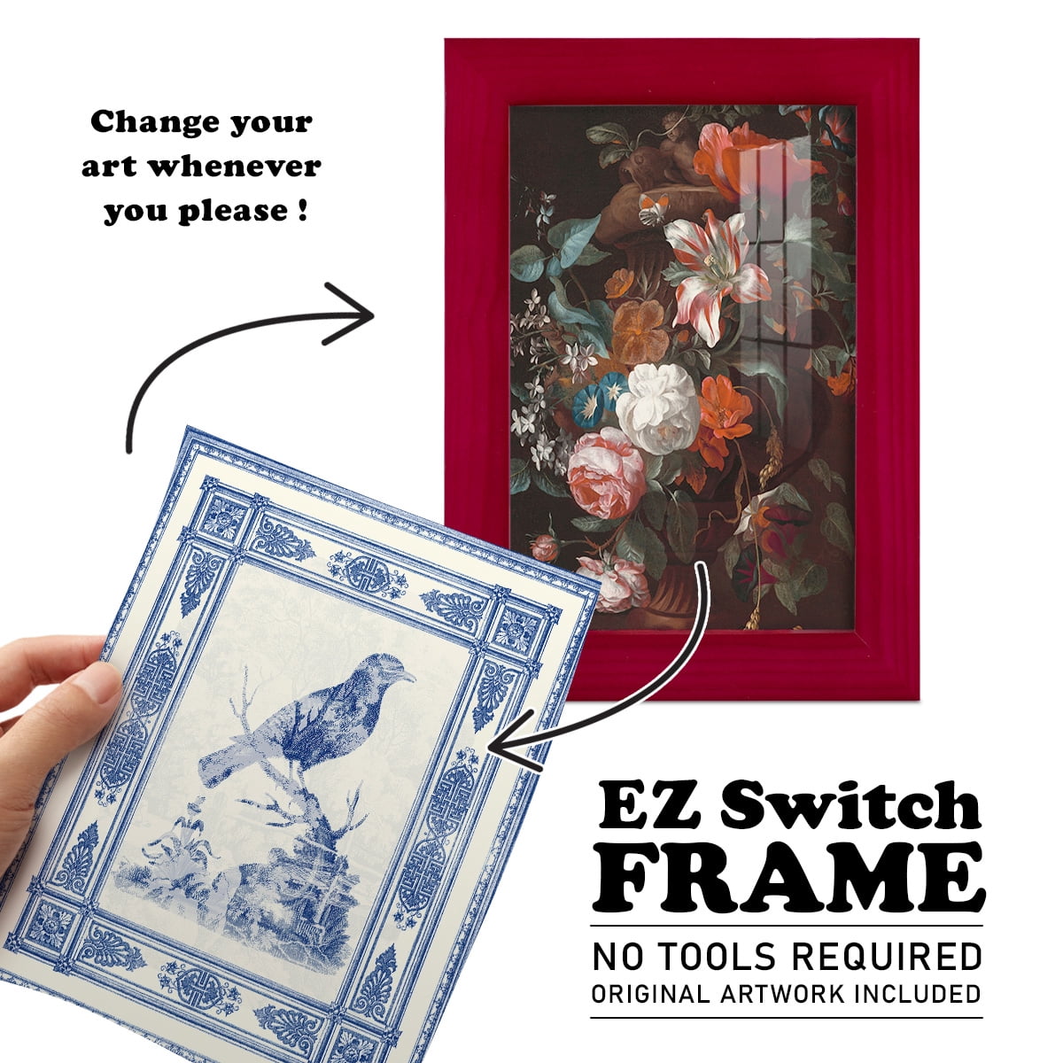 Toile de Jouy I -Framed Print w/glass-Cherry Red