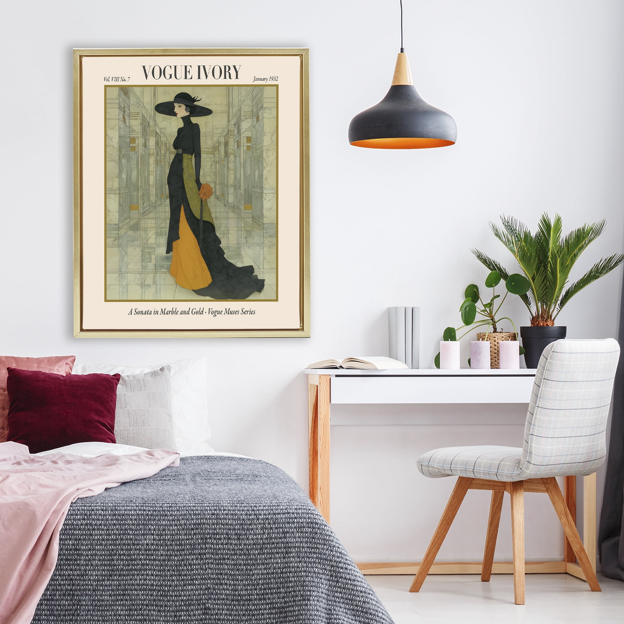 Stupell Industries Ivory Hall Magazine Gold Framed Floater Canvas Wall Art, design by A Barefoot Stylist