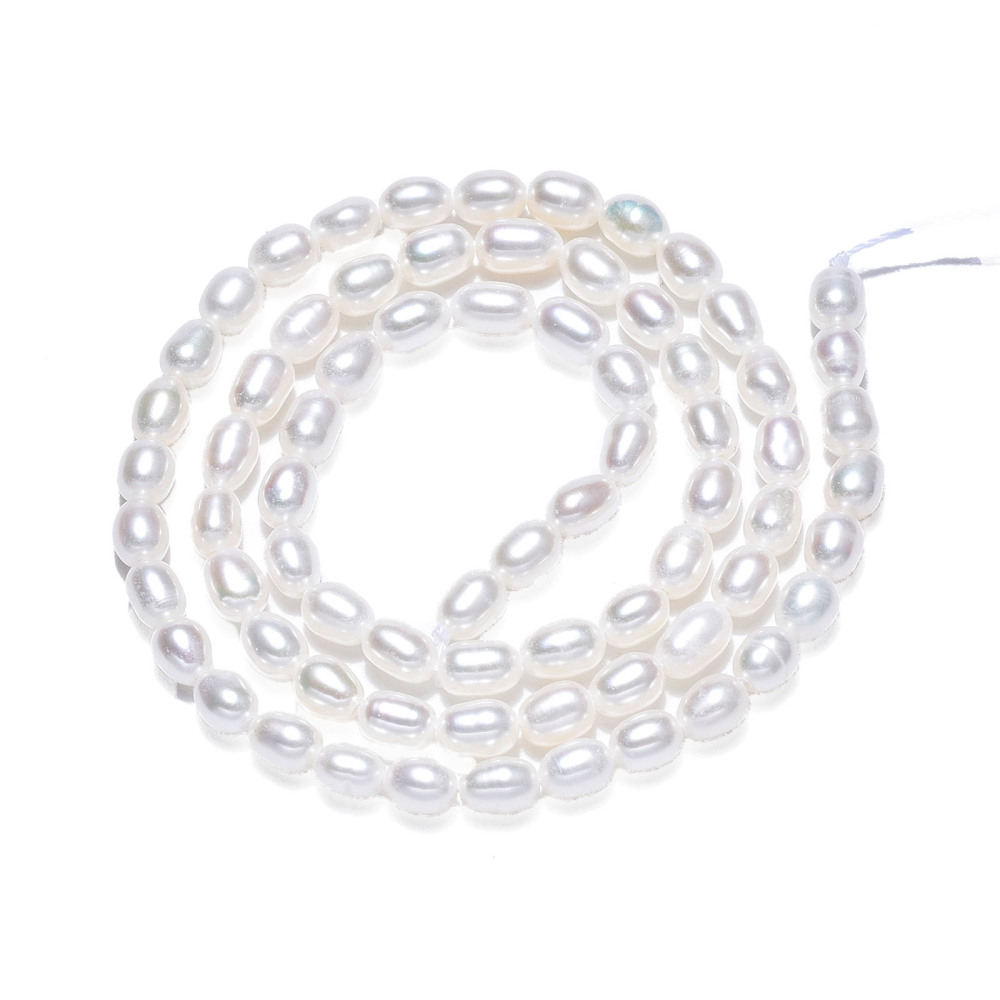 1strand Natural Cultured Freshwater Pearl Beads Strands Rice Seashell color 5~6x3.5~4mm Hole: 0.7mm about 71~74pcs/strand 14.72 inch~15.04 inch(37.4~38.2cm)