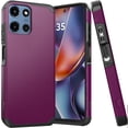 thumbnail image 2 of For Motorola Moto G 5G 2025 Tough Strong Hybrid Case Cover + Tempered Glass - Dark Purple, 2 of 6