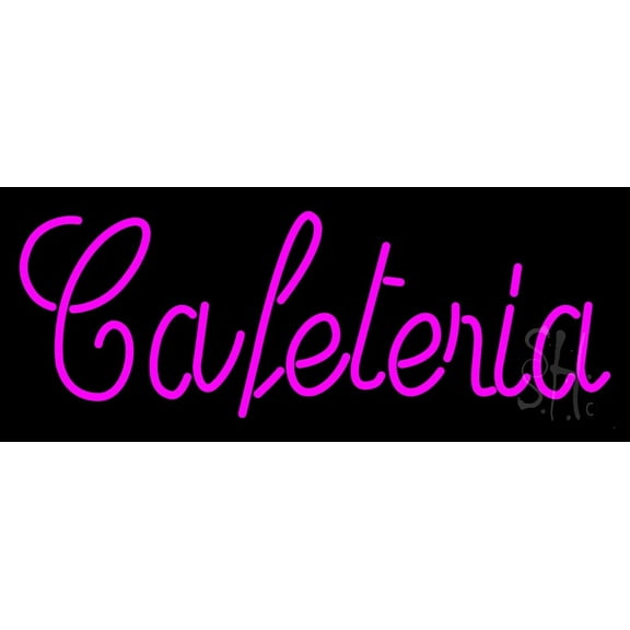 Cursive Cafeteria LED Neon Sign 13 x 32 - inches, Black Square Cut Acrylic Backing, with Dimmer - Bright and Premium built indoor LED Neon Sign for restaurant window and interior decor.