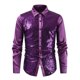thumbnail image 1 of Camisas Para Hombre Manga Corta Club de hombres Color sólido Oro Lentejuelas calientes Moda Personalidad Camisa de manga larga (Purple, 3XL), 1 of 6