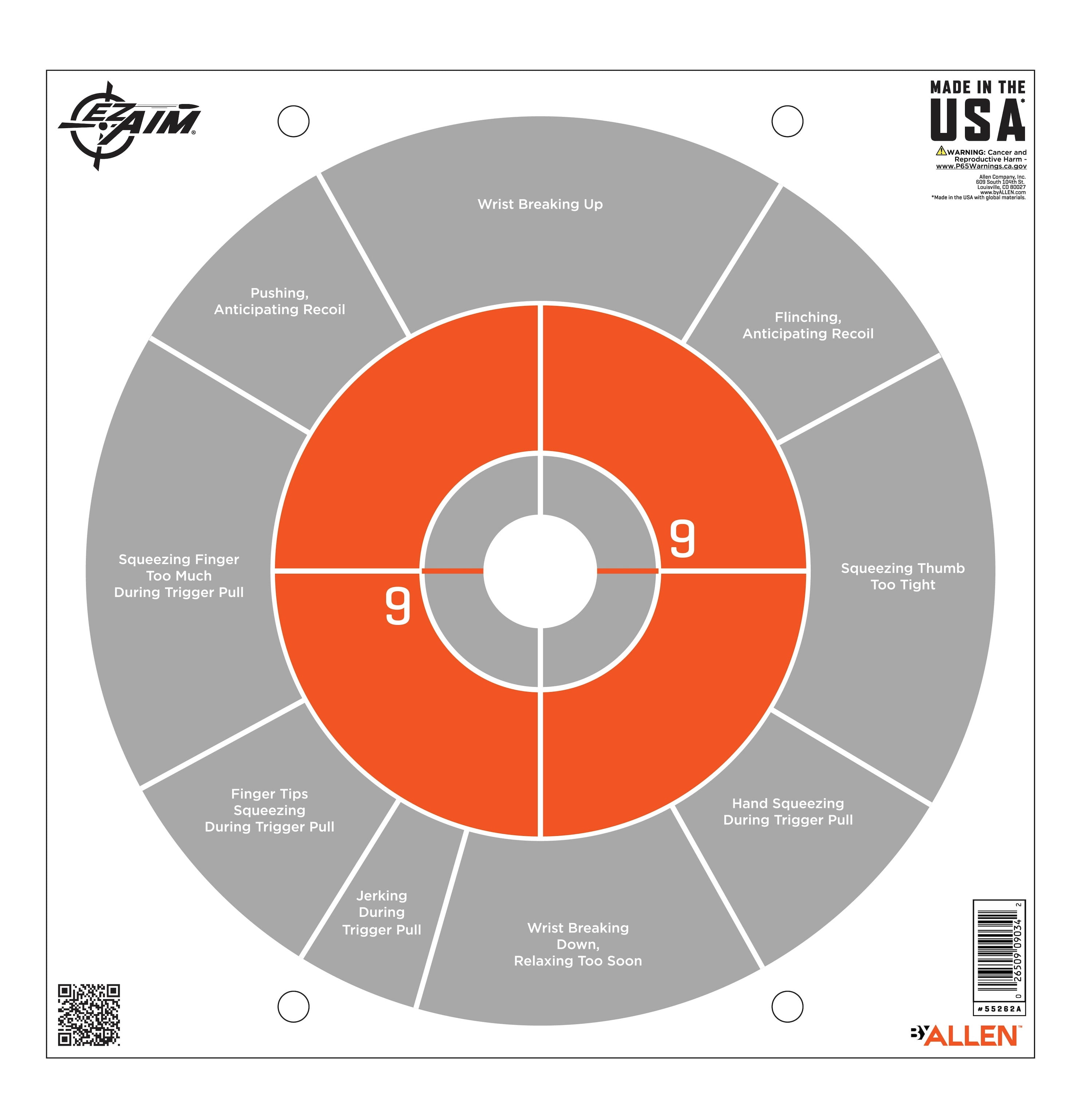 EZ Aim Handgun Trainer Paper Targets, 12 x 12 Inch, 6 Pack