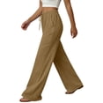 thumbnail image 6 of Women's 2026 Summer Lightweight Cotton Linen Wide Leg Trousers Elegant Casual Pants with Pockets by Yigetop Khaki XL, 6 of 7