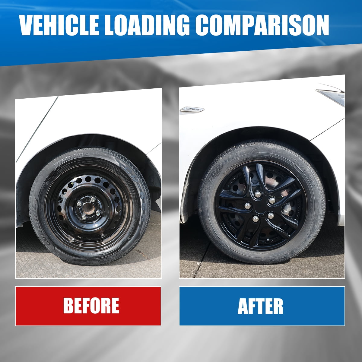 12" Set of 4 Universal Wheel Covers Hubcaps,Snap on Car Truck SUV,fit R12 Tire & Steel Rim,PP Material,Black Lacquer