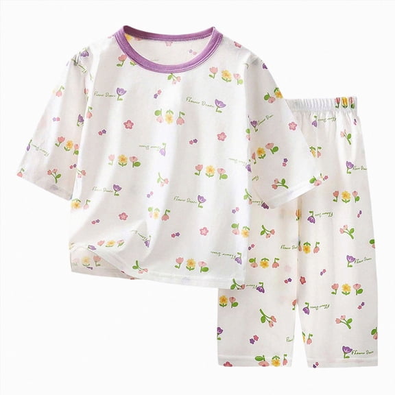 Unisex Kids Pajamas Set Long Sleeve Cotton Sleepwear Lounge Set 6-12 Months 12-24 Months 2t 3t 4t 5t 6t 7t 8t 9t Children(Purple,5-6 Years)