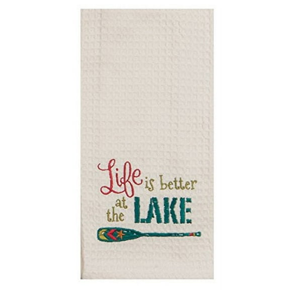 Life At The Lake Embroidered Tea Towel