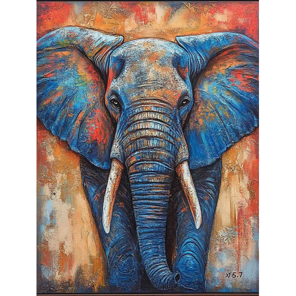 Blue Elephant Abstract Canvas Wall Art,Suitable for Living Room, Bedroom, Office, Dining Room and Hotel Decoration.