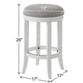 thumbnail image 6 of New Ridge Home Goods Avery 25in. Counter-Height Wood Backless Barstool with Upholstered Grey Swivel Seat, White Frame, 6 of 7