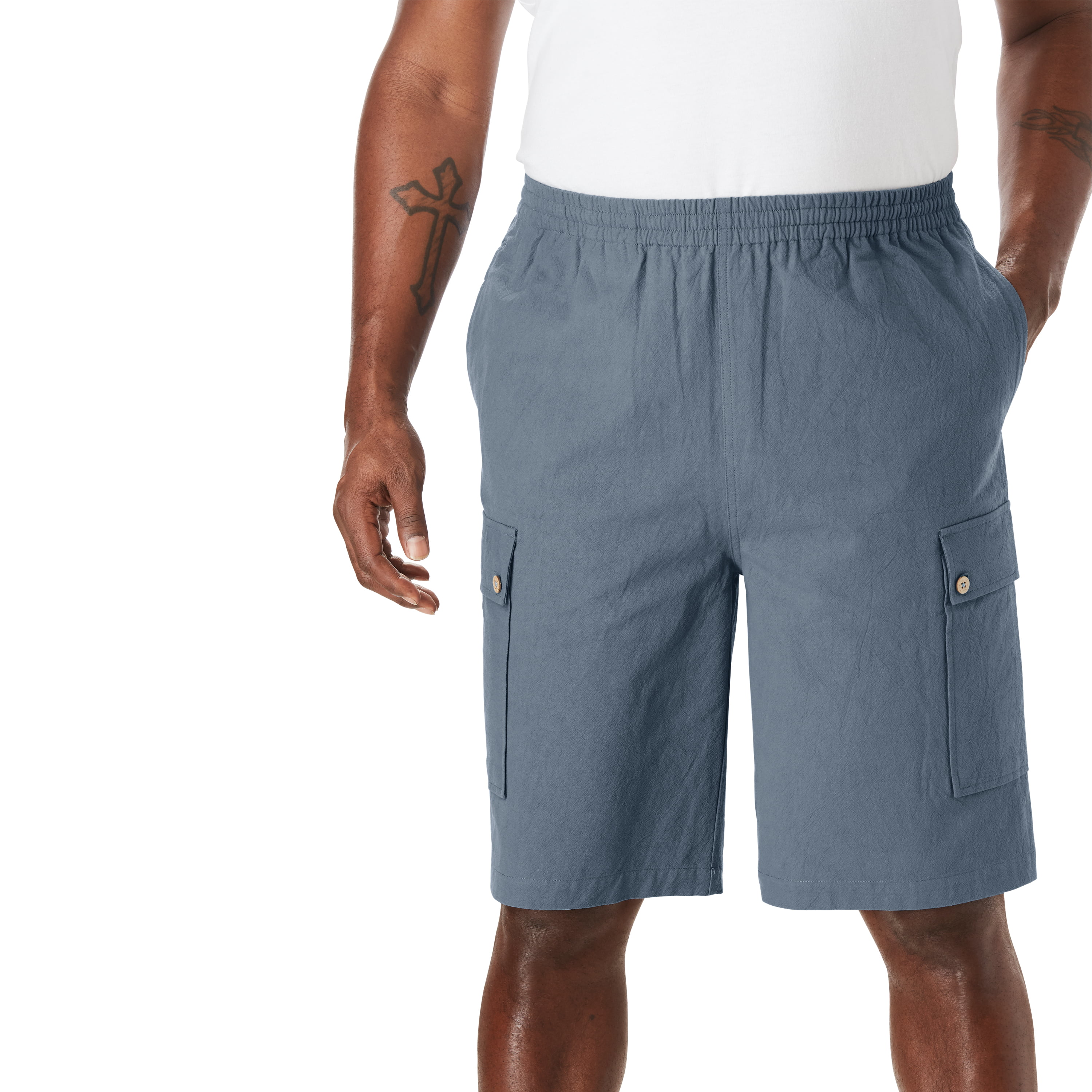 KingSize KS Island Mens Big & Tall Full Elastic Waist Gauze Cargo Shorts