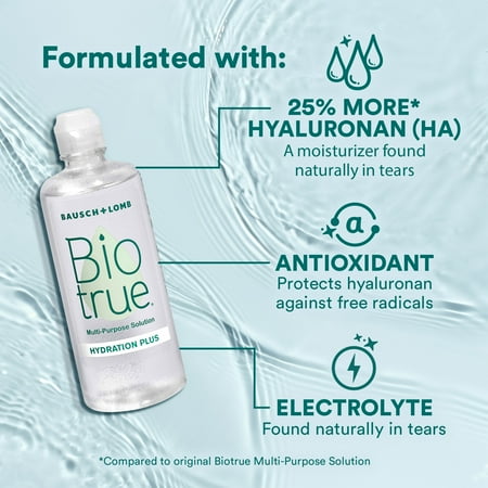 Biotrue Hydration Plus Multi-Purpose Solution for Soft Contact Lenses, Lens Case Included, 10 fl oz
